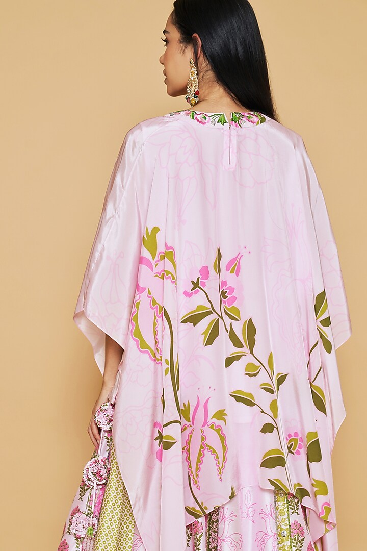 Pink Dupion Silk Floral Printed Jacket Wedding Lehenga Set by Sakshi Girri at Pernia's Pop Up Shop