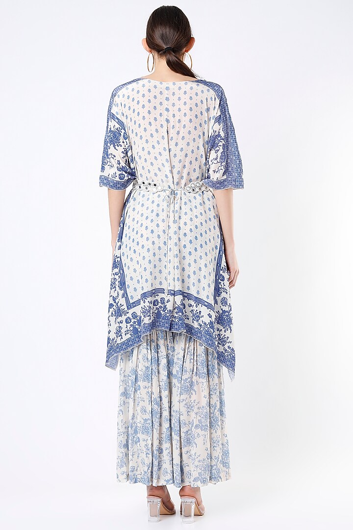 Cobalt Blue Crepe Printed Party Wear Sharara Set by Sakshi Girri at Pernia's Pop Up Shop