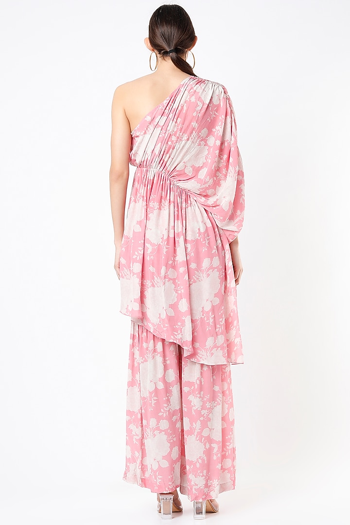 Bright Pink Crepe Printed Party Wear Sharara Set by Sakshi Girri at Pernia's Pop Up Shop