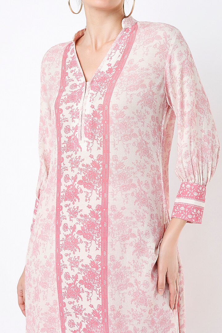 Bright Pink Floral Printed Tunic by Sakshi Girri at Pernia's Pop Up Shop