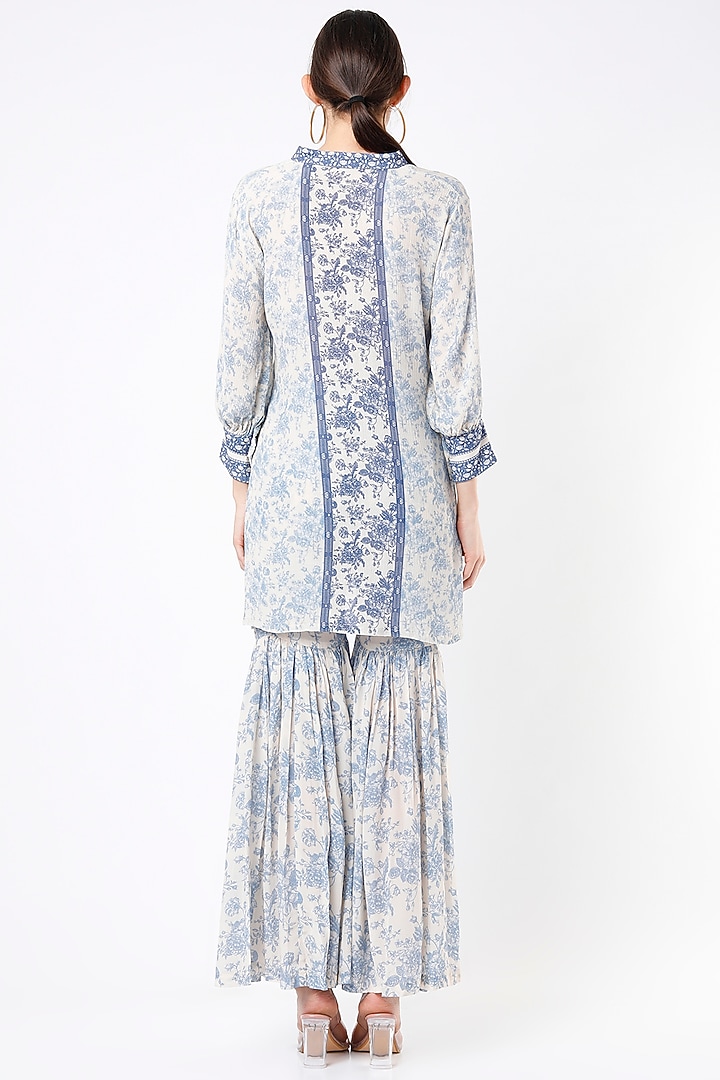 Cobalt Blue Floral Printed Tunic by Sakshi Girri at Pernia's Pop Up Shop