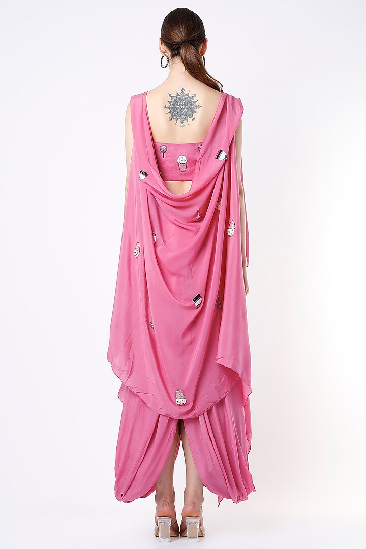 Fuchsia Embellished Jacket Set by Saloni Jain at Pernia's Pop Up Shop