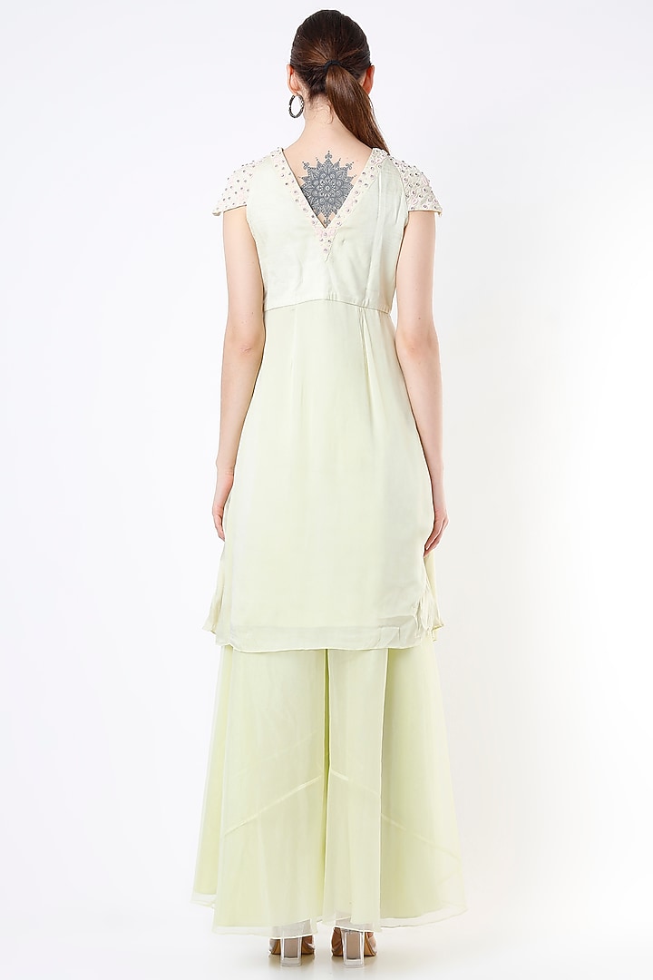 Lime Organza Party Wear Sharara Set by Saloni Jain at Pernia's Pop Up Shop