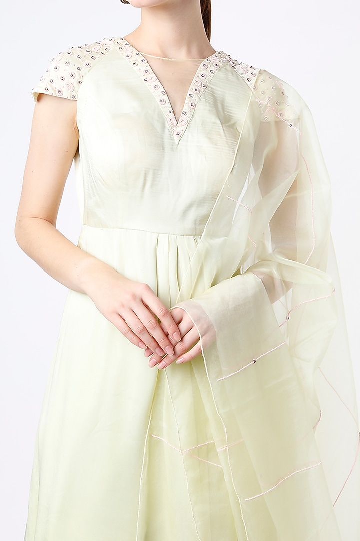 Lime Organza Party Wear Sharara Set by Saloni Jain at Pernia's Pop Up Shop