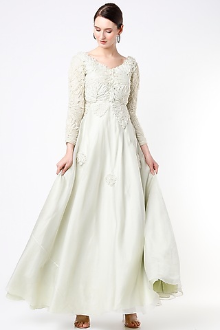 Mint Organza Gown by Saloni Jain