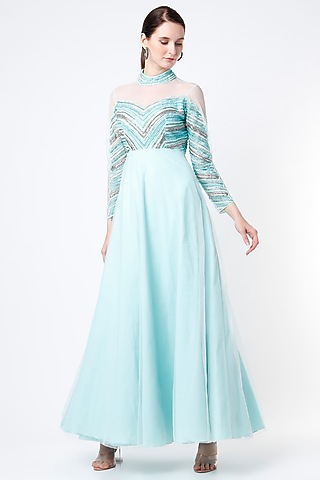 Blue Embellished Gown by Saloni Jain