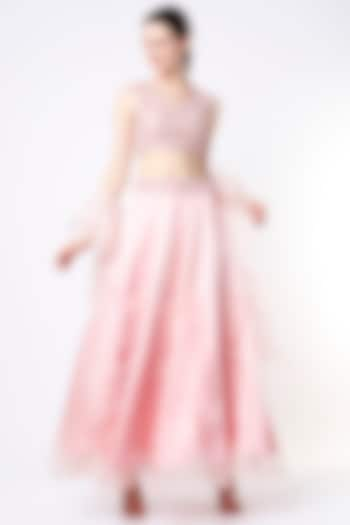 Blush Pink Embellished & Frilled Lehenga Set by Saloni Jain at Pernia's Pop Up Shop