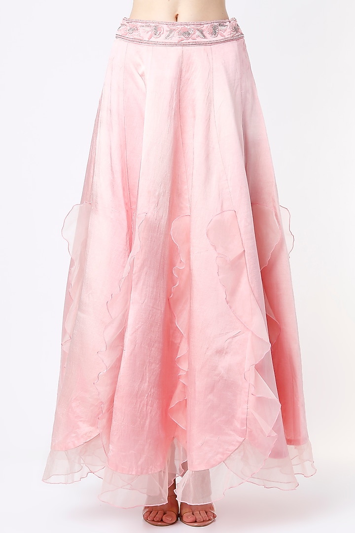 Blush Pink Embellished & Frilled Lehenga Set by Saloni Jain at Pernia's Pop Up Shop