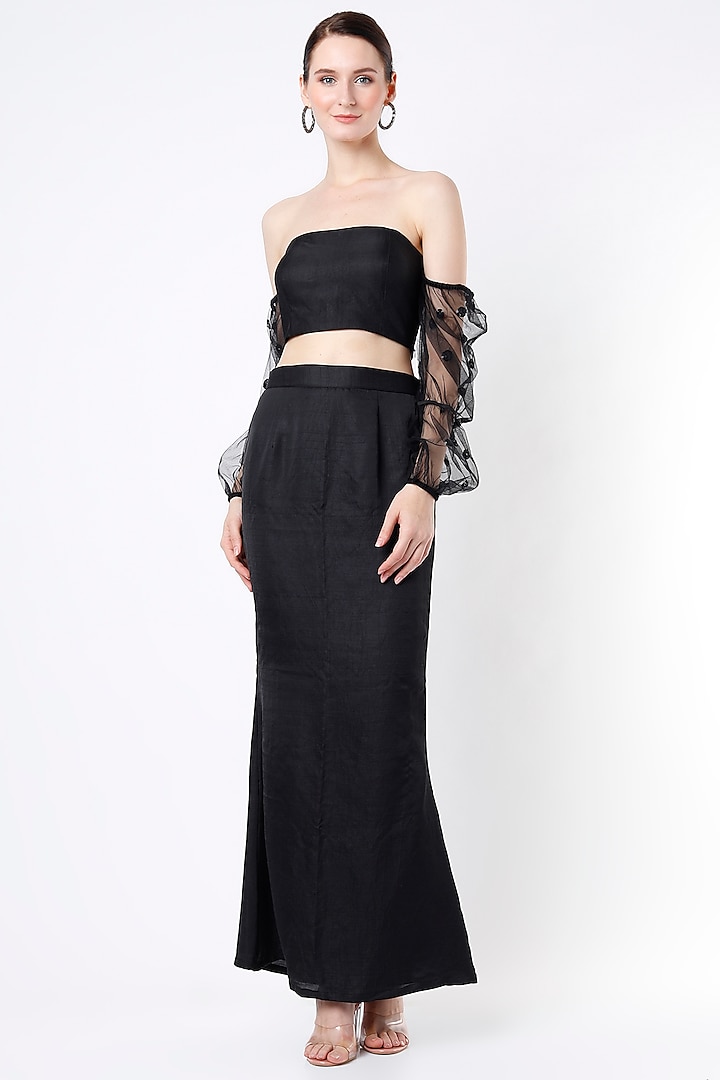 Black Fish Skirt Set by Saloni Jain at Pernia's Pop Up Shop