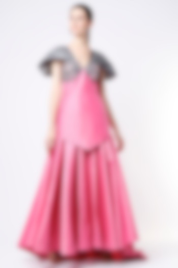 Fuchsia Embroidered Gown by Saloni Jain