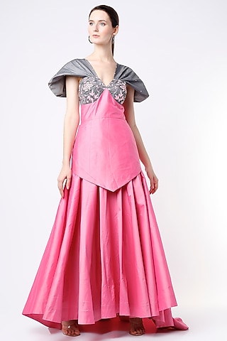 Fuchsia Embroidered Gown by Saloni Jain