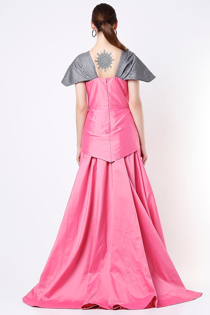 Fuchsia Embroidered Gown by Saloni Jain at Pernia's Pop Up Shop