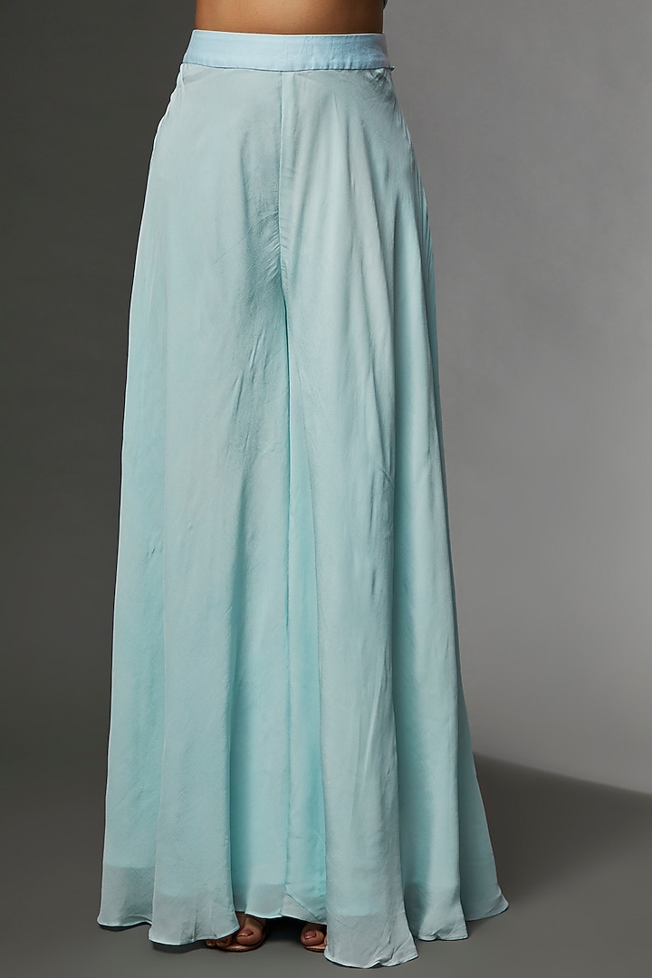 Mint Blue Georgette & Crepe Party Wear Sharara Set by Saloni Jain at Pernia's Pop Up Shop