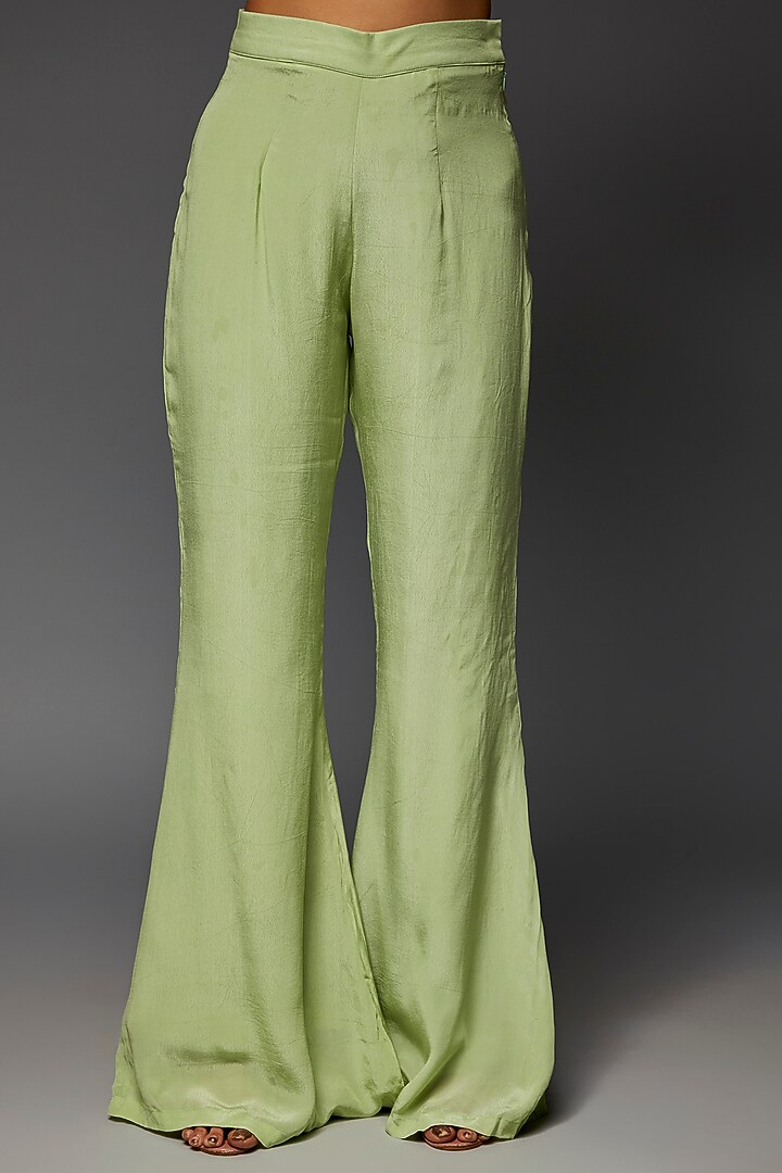 Green Net & Crepe Wedding Sharara Set by Saloni Jain at Pernia's Pop Up Shop