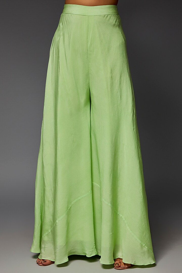 Green Georgette Ruffled Co-Ord Set by Saloni Jain at Pernia's Pop Up Shop