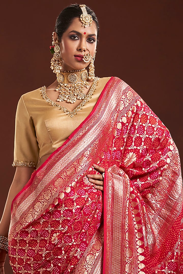 Gold Silk Tissue Blouse by Salwar Studio at Pernia's Pop Up Shop