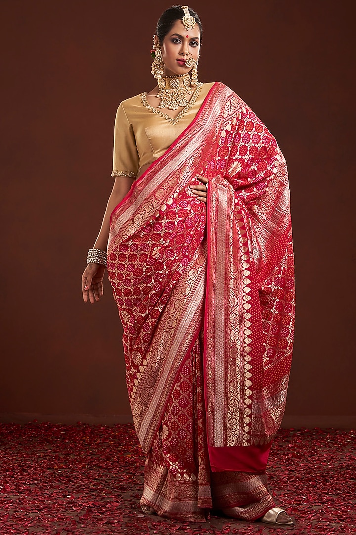 Gold Silk Tissue Blouse by Salwar Studio at Pernia's Pop Up Shop