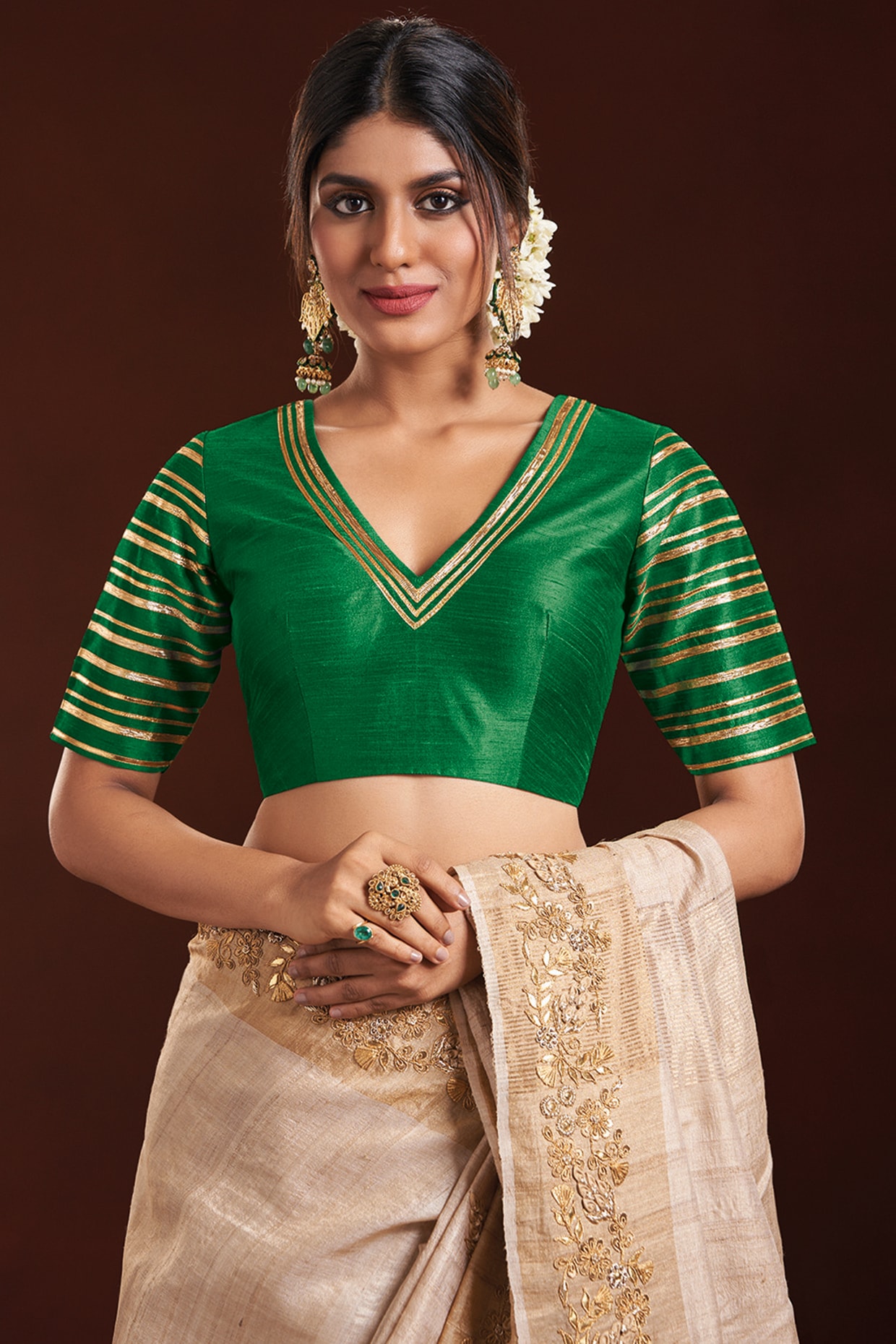 Green Color Pure Soft Silk Saree With Copper Zari & Blouse With Border at  Rs 649/piece | Soft Silk Saree in Surat | ID: 2850297338748