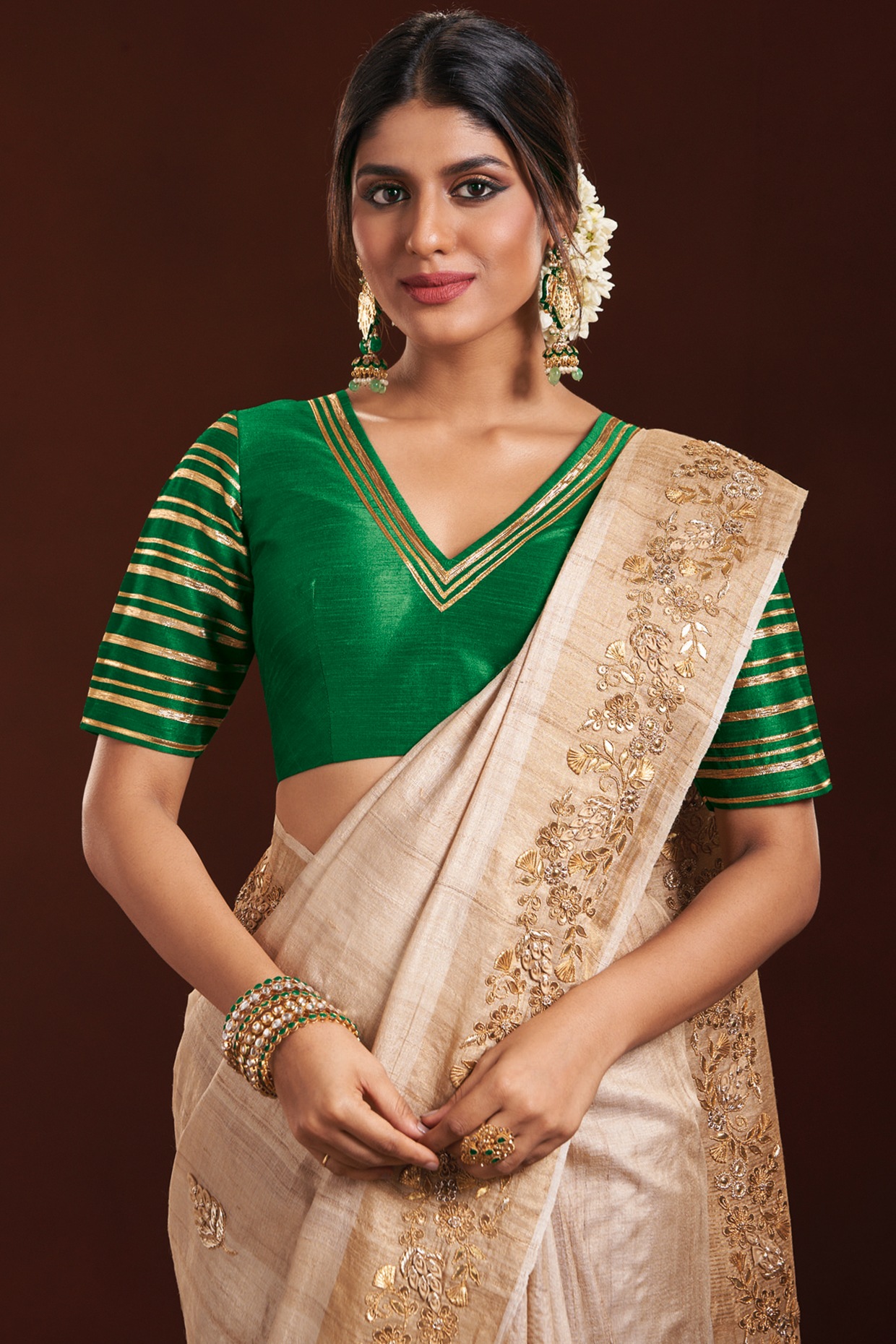 SHIVENTERPRISE new designer banarasi silk saree with un-stitched blouse  Woven Kanjivaram Pure Silk,Art silk Jacquard Saree, Silk Blend Saree (GREEN)