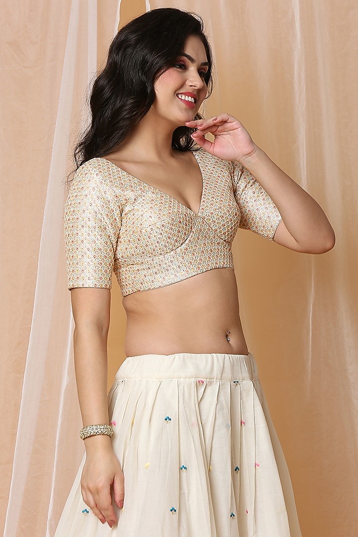 Gold Silk Thread Embroidered Blouse by Salwar Studio at Pernia's Pop Up Shop