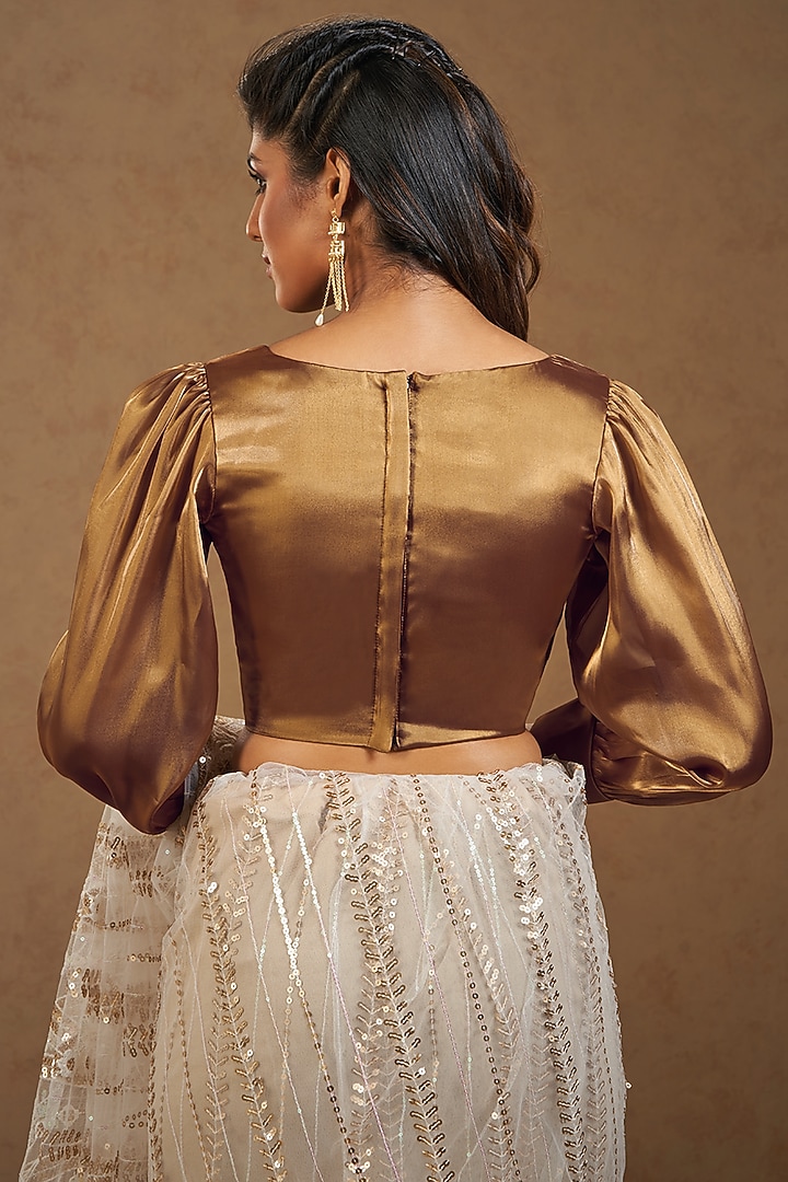 Copper Silk Tissue Blouse by Salwar Studio at Pernia's Pop Up Shop