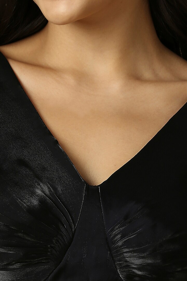 Black Tissue Ruched Blouse by Salwar Studio at Pernia's Pop Up Shop