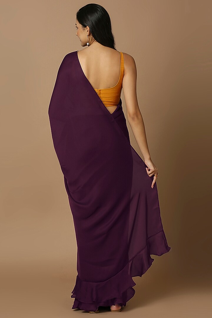Purple Satin Pre-Draped Festive Saree by Salwar Studio at Pernia's Pop Up Shop