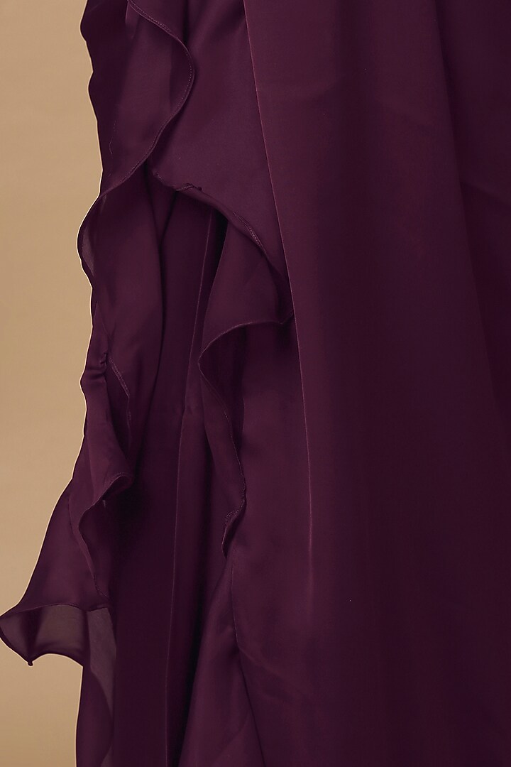 Purple Satin Pre-Draped Festive Saree by Salwar Studio at Pernia's Pop Up Shop
