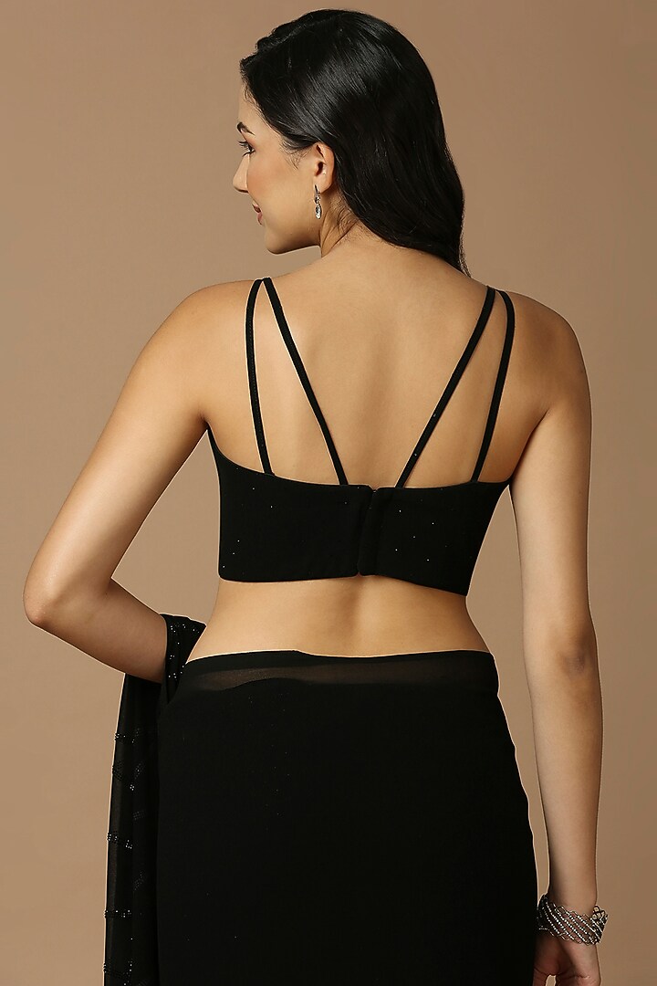 Black Pure Georgette Cutdana Embellished Festive Saree Set by Salwar Studio at Pernia's Pop Up Shop