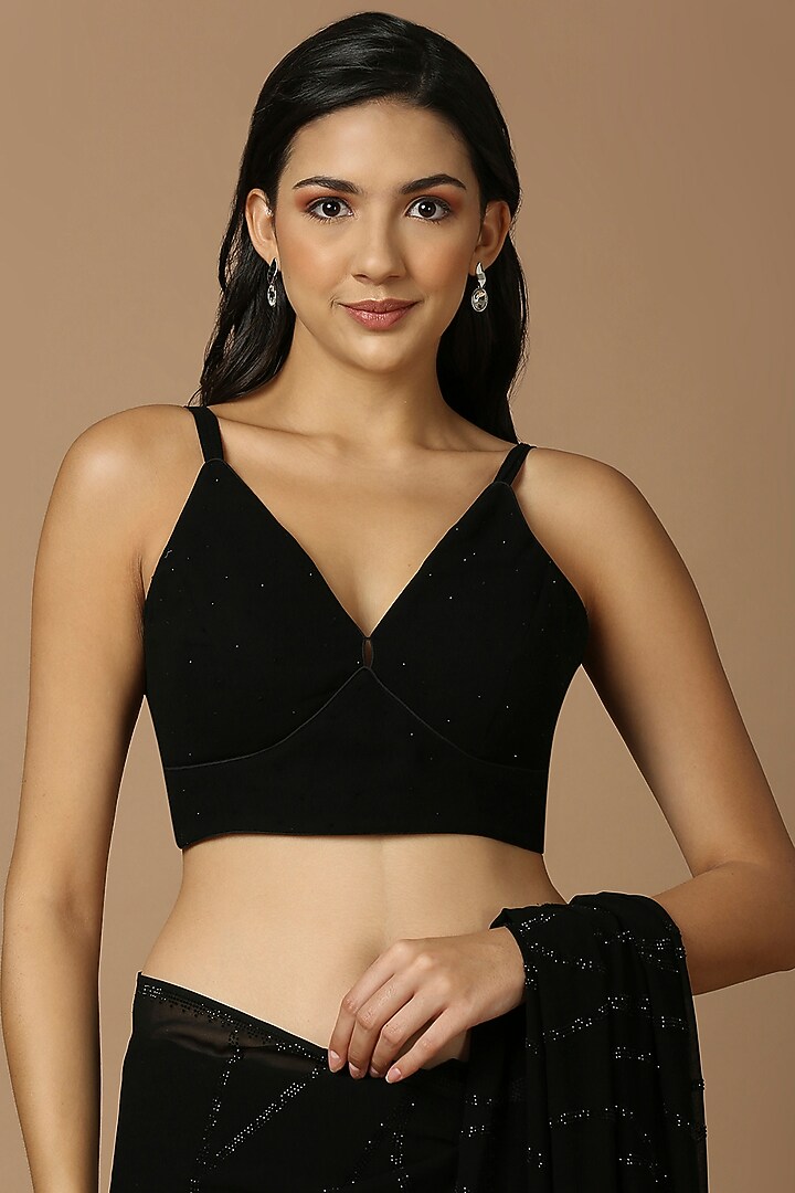 Black Pure Georgette Cutdana Embellished Festive Saree Set by Salwar Studio at Pernia's Pop Up Shop