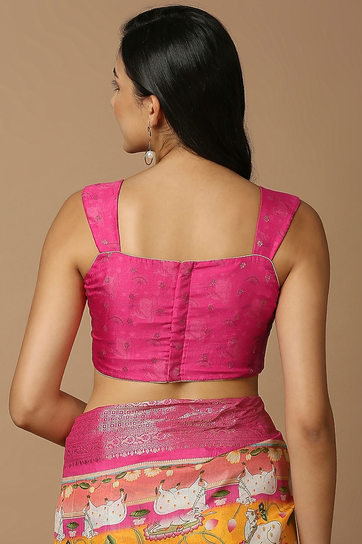 Mustard Silk Blend Floral Printed Festive Saree Set by Salwar Studio at Pernia's Pop Up Shop