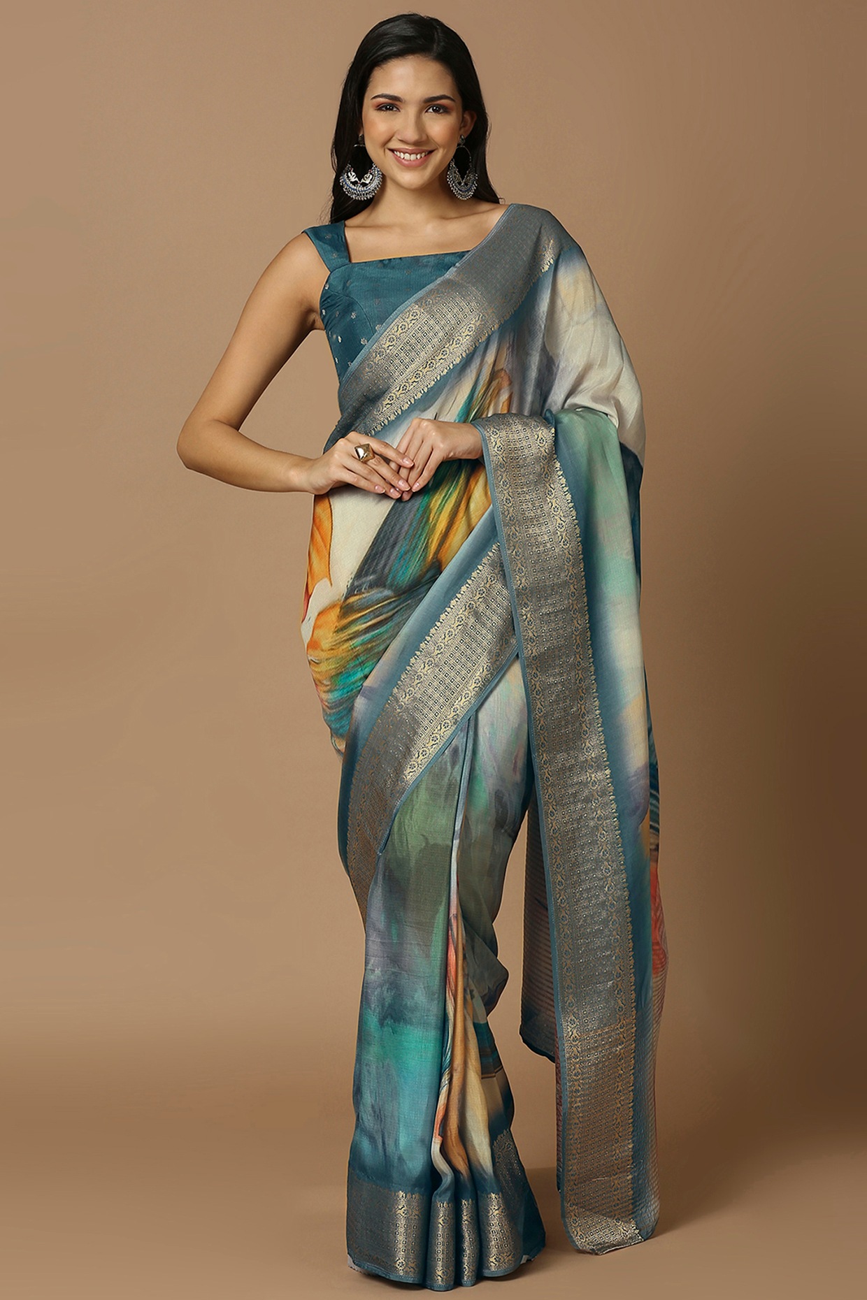 Pure Soft Silk Saree Sky Blue Colour, Party Wear