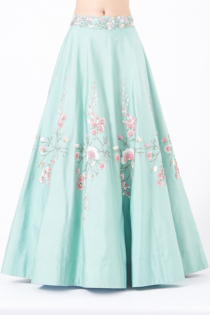 Mint Green Embroidered Wedding Lehenga Set by Salt and Spring at Pernia's Pop Up Shop