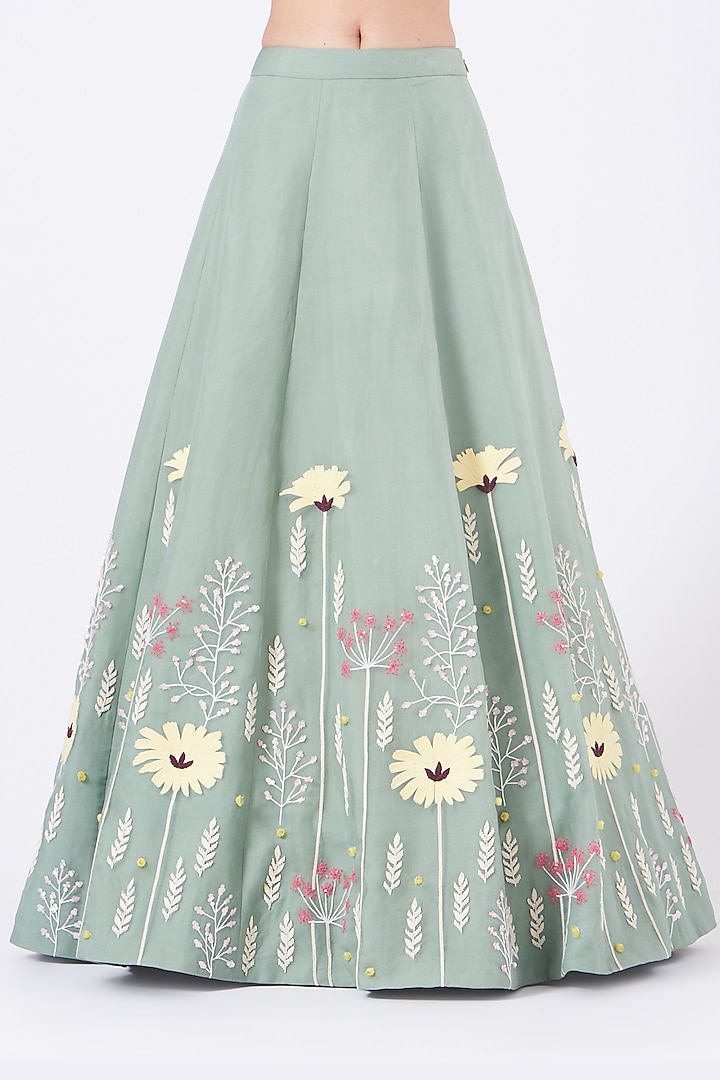 Sea Green Embroidered Wedding Lehenga Set by Salt and Spring at Pernia's Pop Up Shop