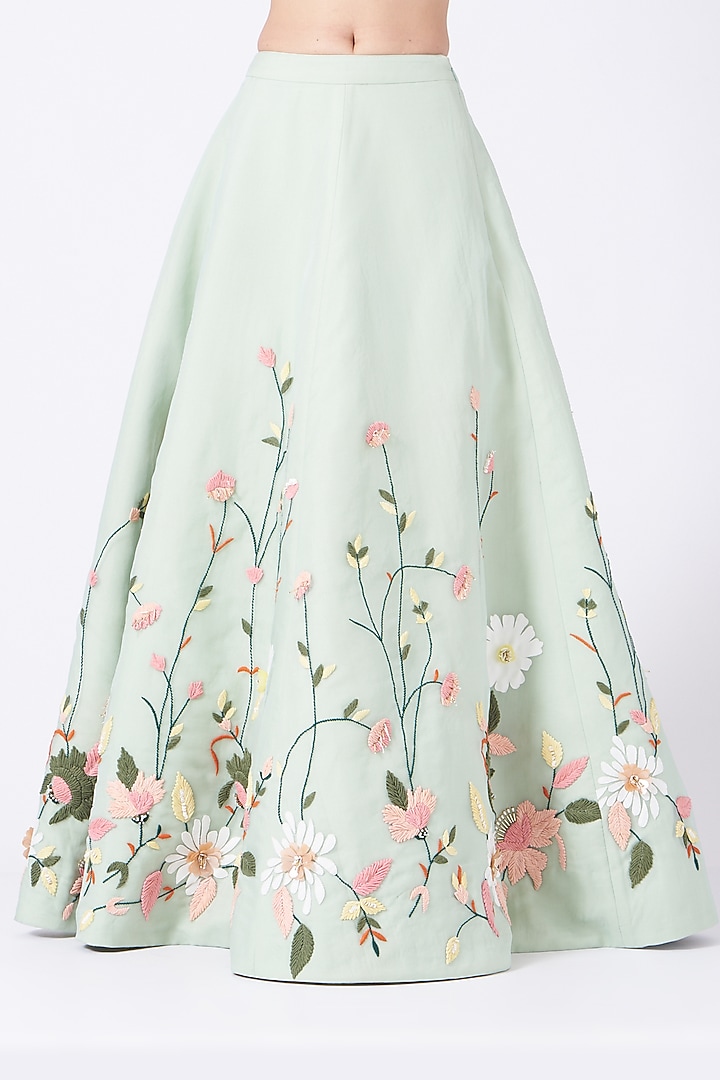 Mint Embroidered Wedding Lehenga Set by Salt and Spring at Pernia's Pop Up Shop