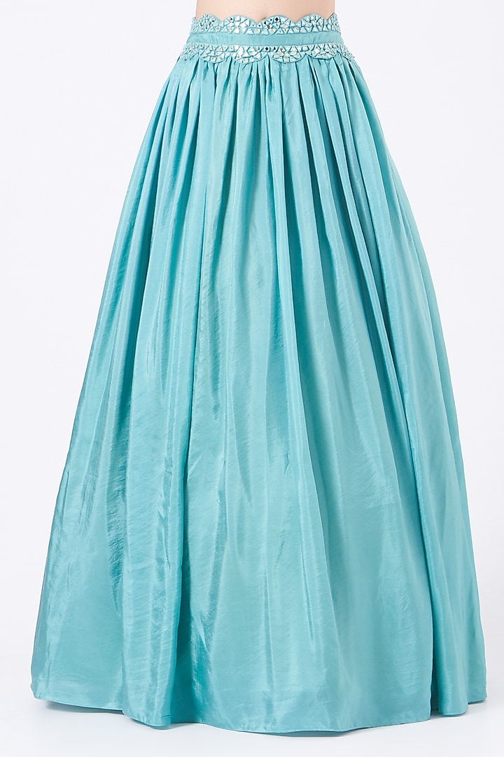 Teal Embroidered Wedding Lehenga Set by Salt and Spring at Pernia's Pop Up Shop