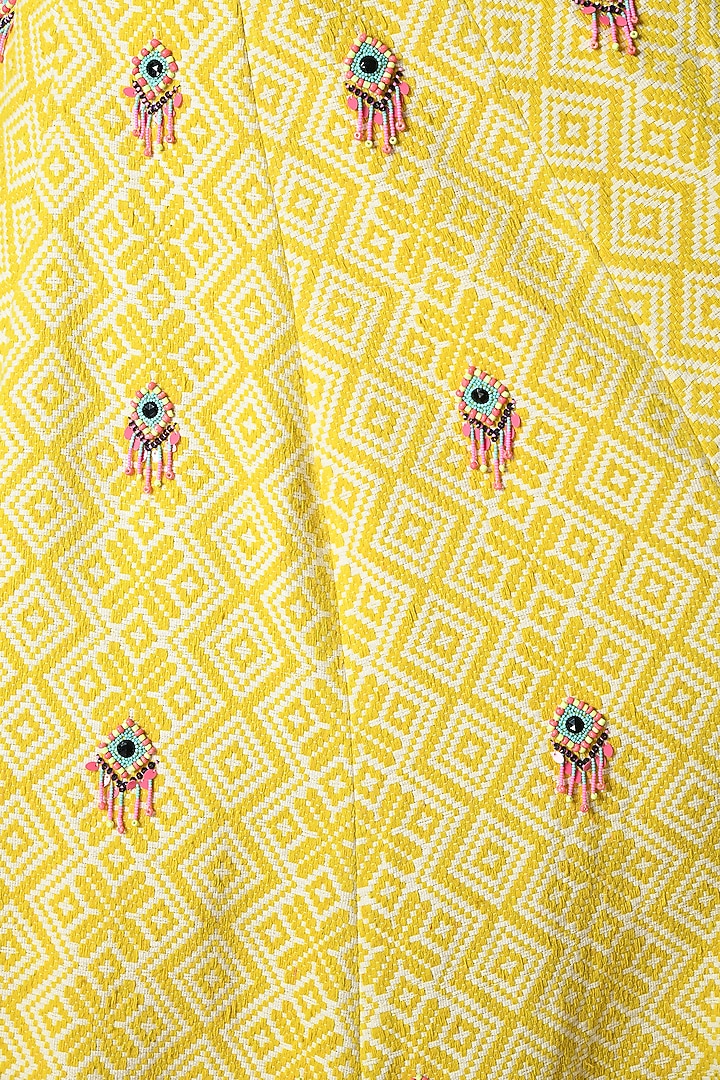 Mustard Yellow Jacquard Embellished Wedding Lehenga Set by Salt and Spring at Pernia's Pop Up Shop