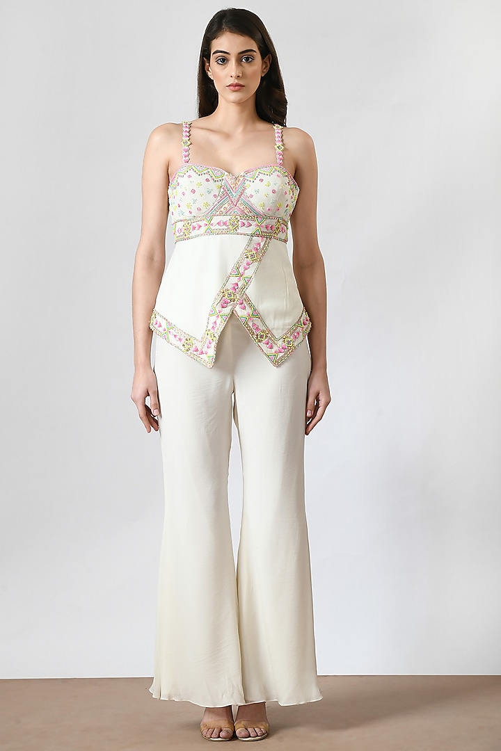 Ivory Crepe Flared Pant Set by Salt and Spring