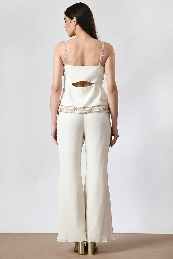 Ivory Crepe Flared Pant Set by Salt and Spring at Pernia's Pop Up Shop