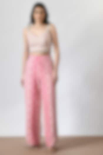 Pink Jacquard Pant Set by Salt and Spring at Pernia's Pop Up Shop