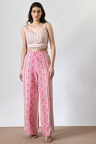 Pink Jacquard Pant Set by Salt and Spring