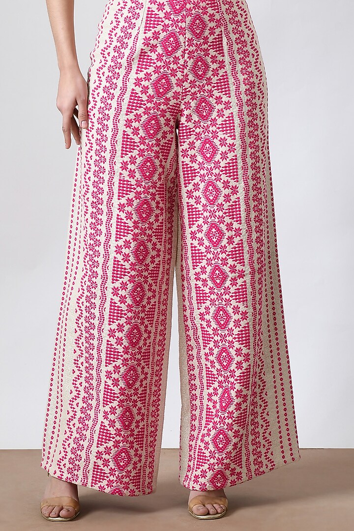 Pink Jacquard Pant Set by Salt and Spring at Pernia's Pop Up Shop