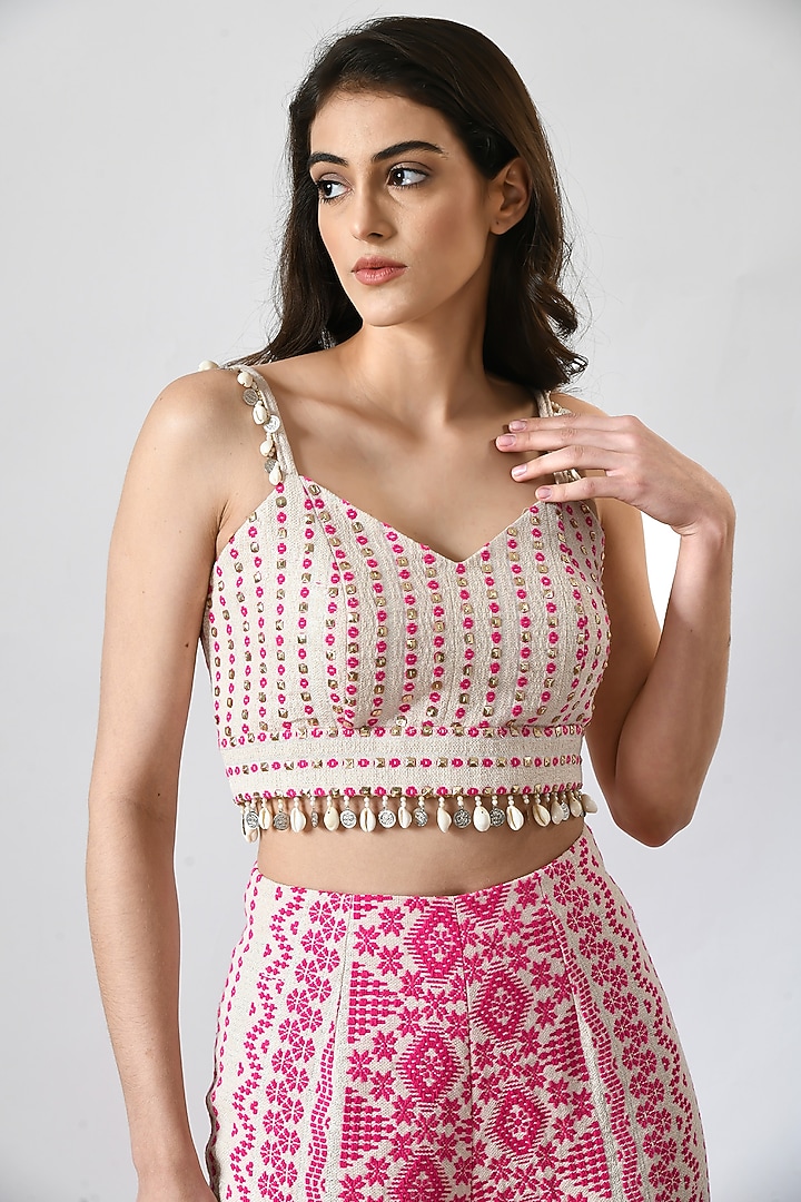 Pink Jacquard Pant Set by Salt and Spring at Pernia's Pop Up Shop