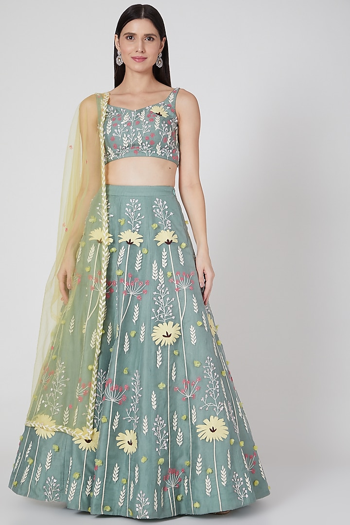 Sea Green Sequins Embroidered Lehenga Set Design by Salt and Spring at ...