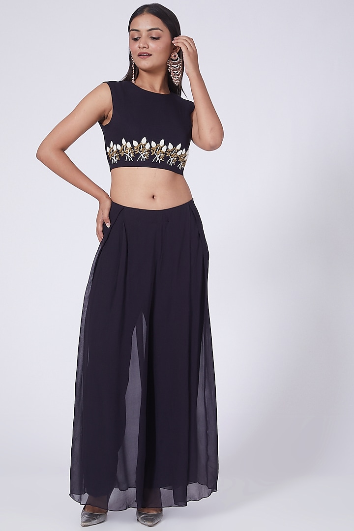 Midnight Blue Pleated Pant Set by Salt and Spring