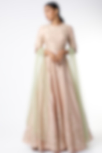 Blush Pink Sequins Embroidered Party Wear Anarkali Set by Salt and Spring at Pernia's Pop Up Shop