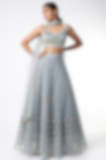 Powder Blue Sequins Embroidered Lehenga Set by Salt and Spring