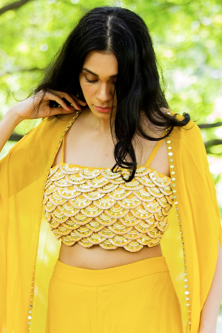 Citrus Yellow Georgette Party Wear Sharara Set by Salt and Spring at Pernia's Pop Up Shop