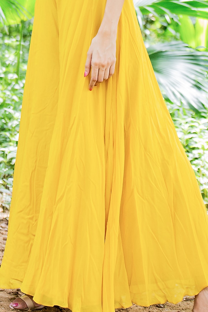Citrus Yellow Georgette Party Wear Sharara Set by Salt and Spring at Pernia's Pop Up Shop