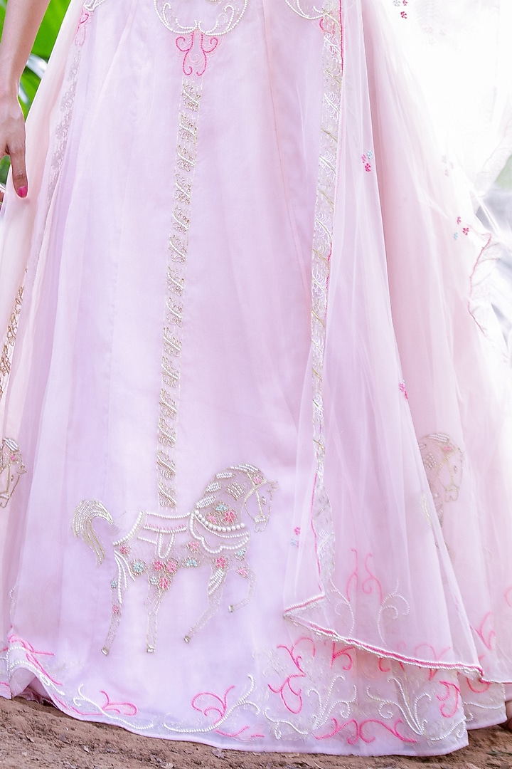 Pale Pink Embroidered Wedding Lehenga Set by Salt and Spring at Pernia's Pop Up Shop